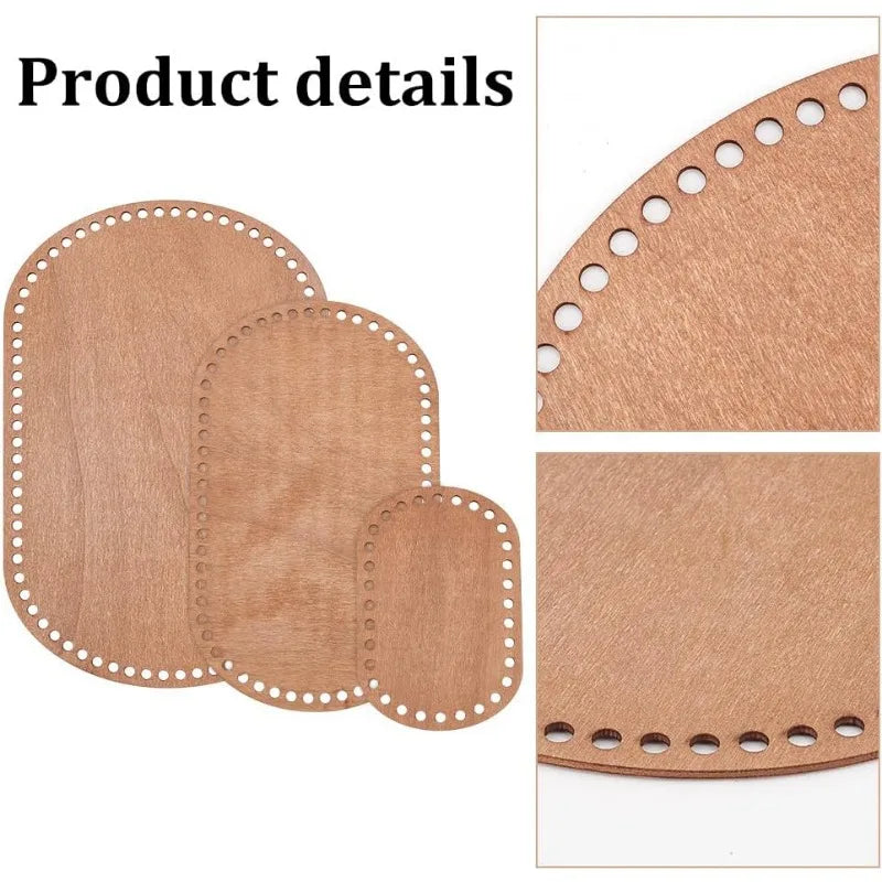 Oval Wooden Crochet Basket Base Set – 3 Sizes for DIY Craft DIY Craft Base QXL