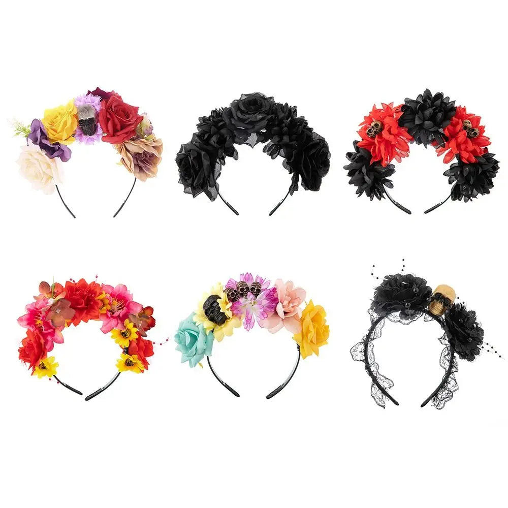 Day of the Dead Rose Flower Crown Headband | Halloween Costume Costume Headband QXL