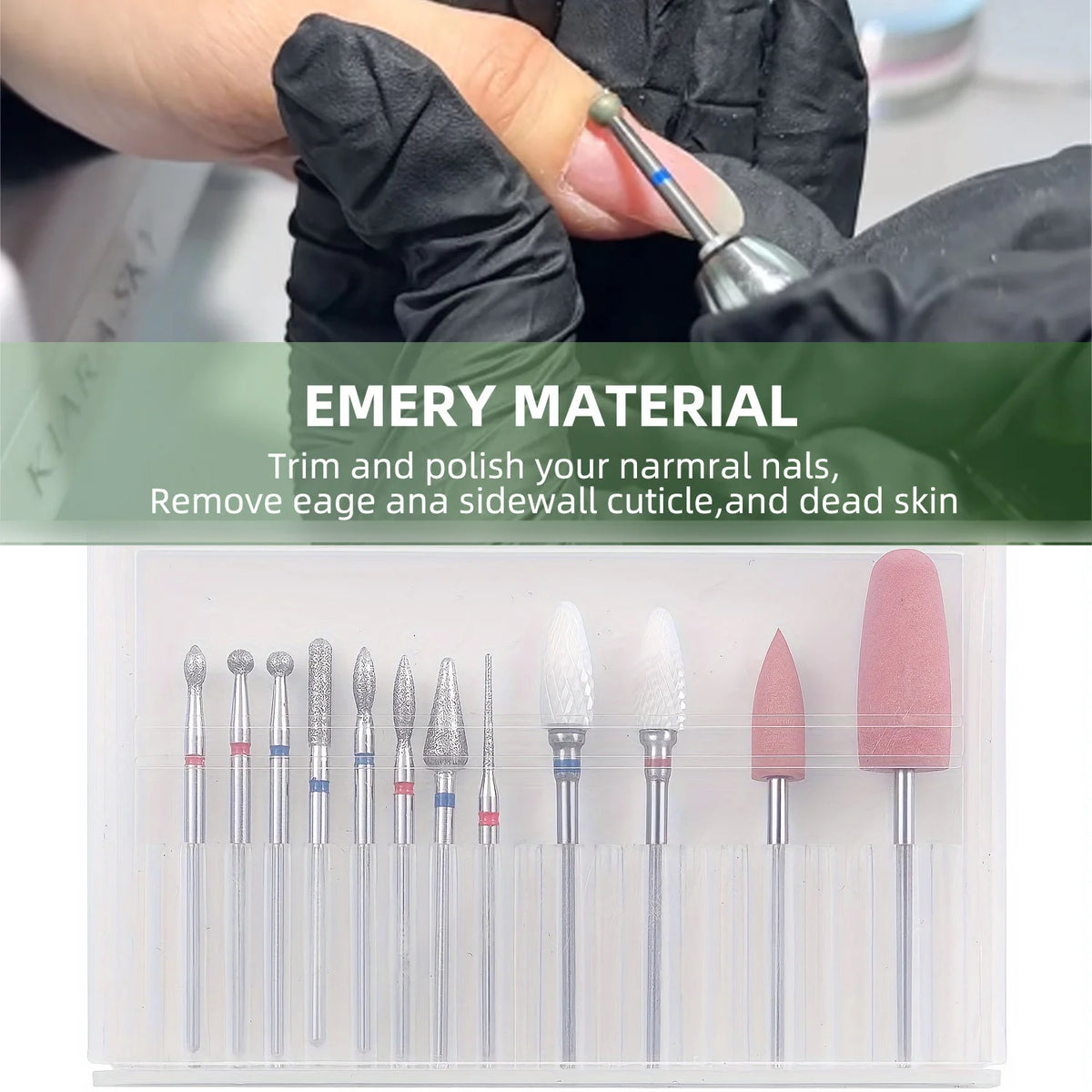 12-Pc Nail Drill Bit Set – Diamond, Ceramic & Silicone Nail Drill Bit Set QXL