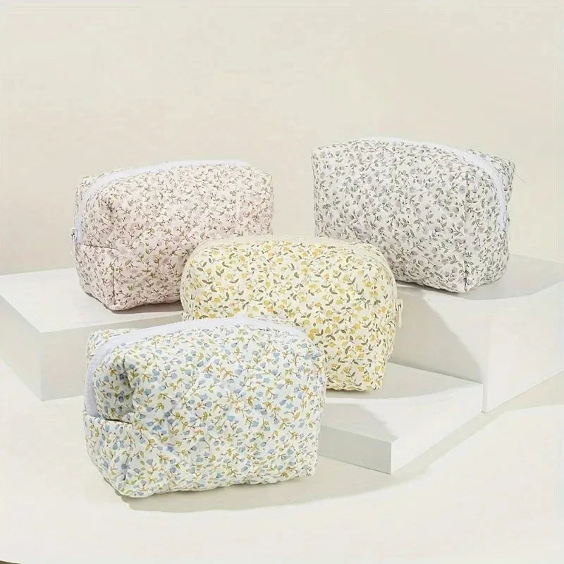 Floral Quilted Makeup Bag | Large Cosmetics Organizer Quilted Makeup Bag QXL