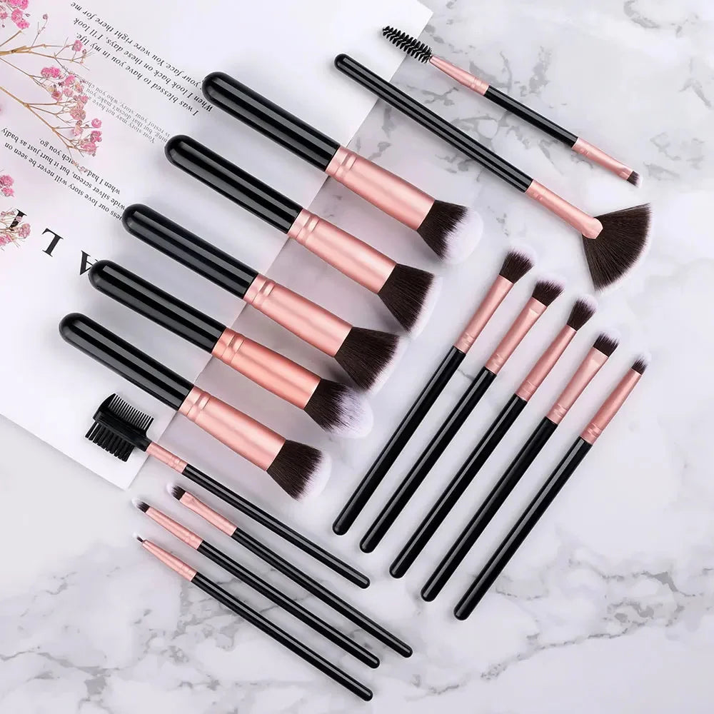 14/16-Pc Soft Synthetic Makeup Brush Set | Foundation & Eye Makeup Brush Set QXL