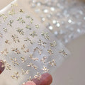 5D Floral Nail Stickers | Gold Leaf Tulip Manicure Decals