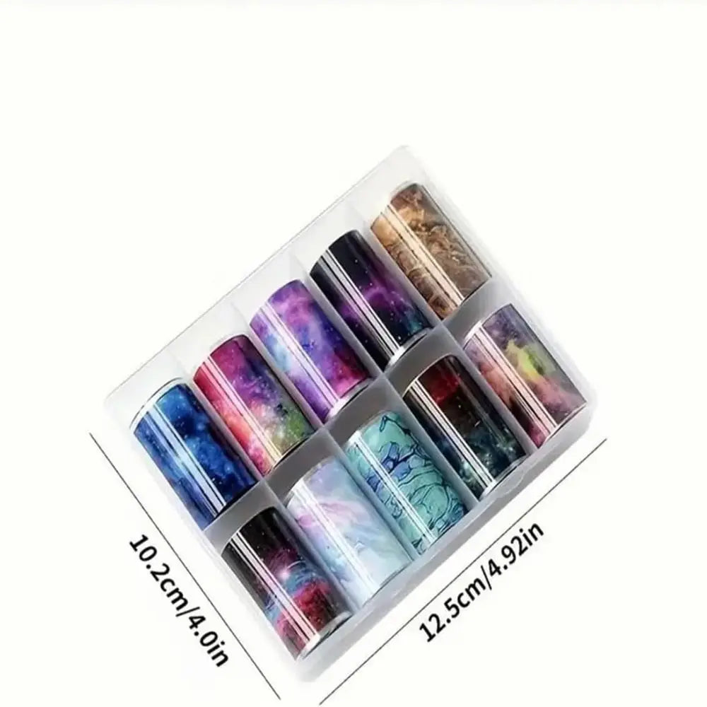 Marble Aurora Nail Art Foil Transfer Stickers – 10 Rolls Nail Foil Stickers QXL