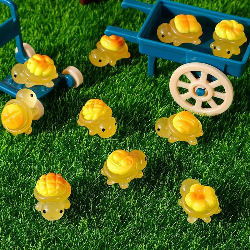 10-Pack Glow-in-the-Dark Mini Turtle Resin Garden Ornaments Miniature Garden Ornaments QXL