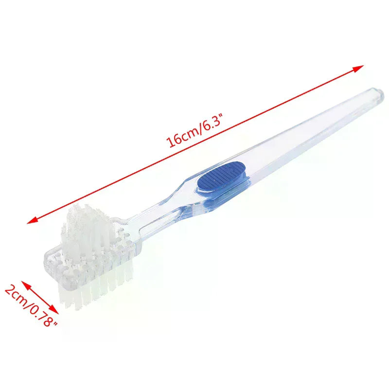 Double-Sided Denture Brush | Ultra-Soft Bristles False Teeth Denture Cleaning Brush QXL