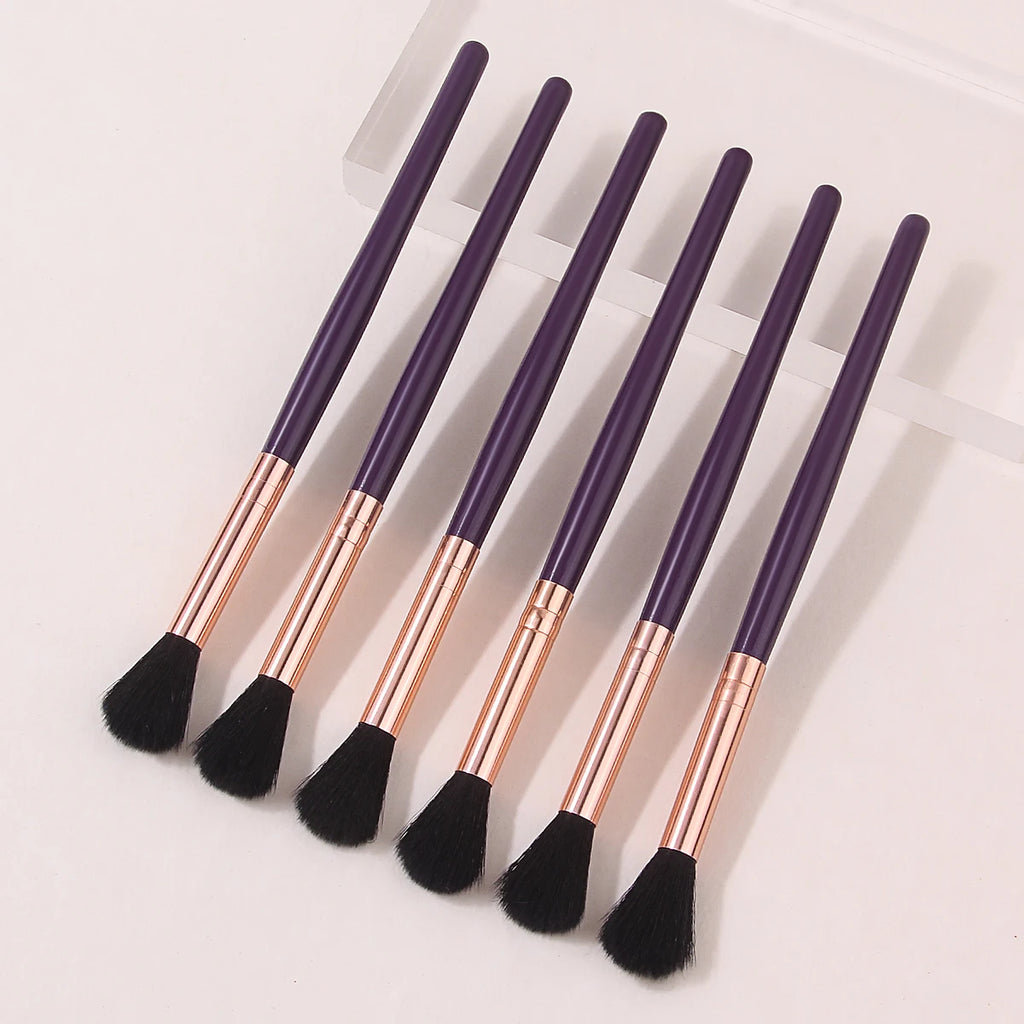 KOSSHOW 6-Pc Highlighter Makeup Brush Set | Purple Rose Gold Makeup Brush Set QXL