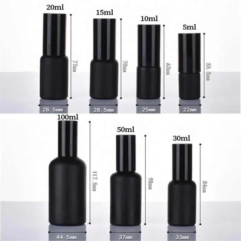 Frosted Black Glass Spray & Pump Bottle | 5ml–100ml Refillable Refillable Glass Bottle QXL