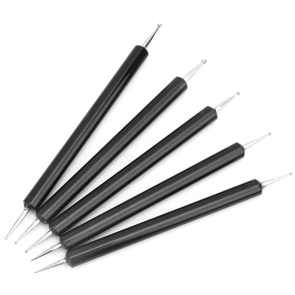 5-Pack Double-Ended Dotting Pens | Nail Art & DIY Craft Tool Dotting Pen Set QXL