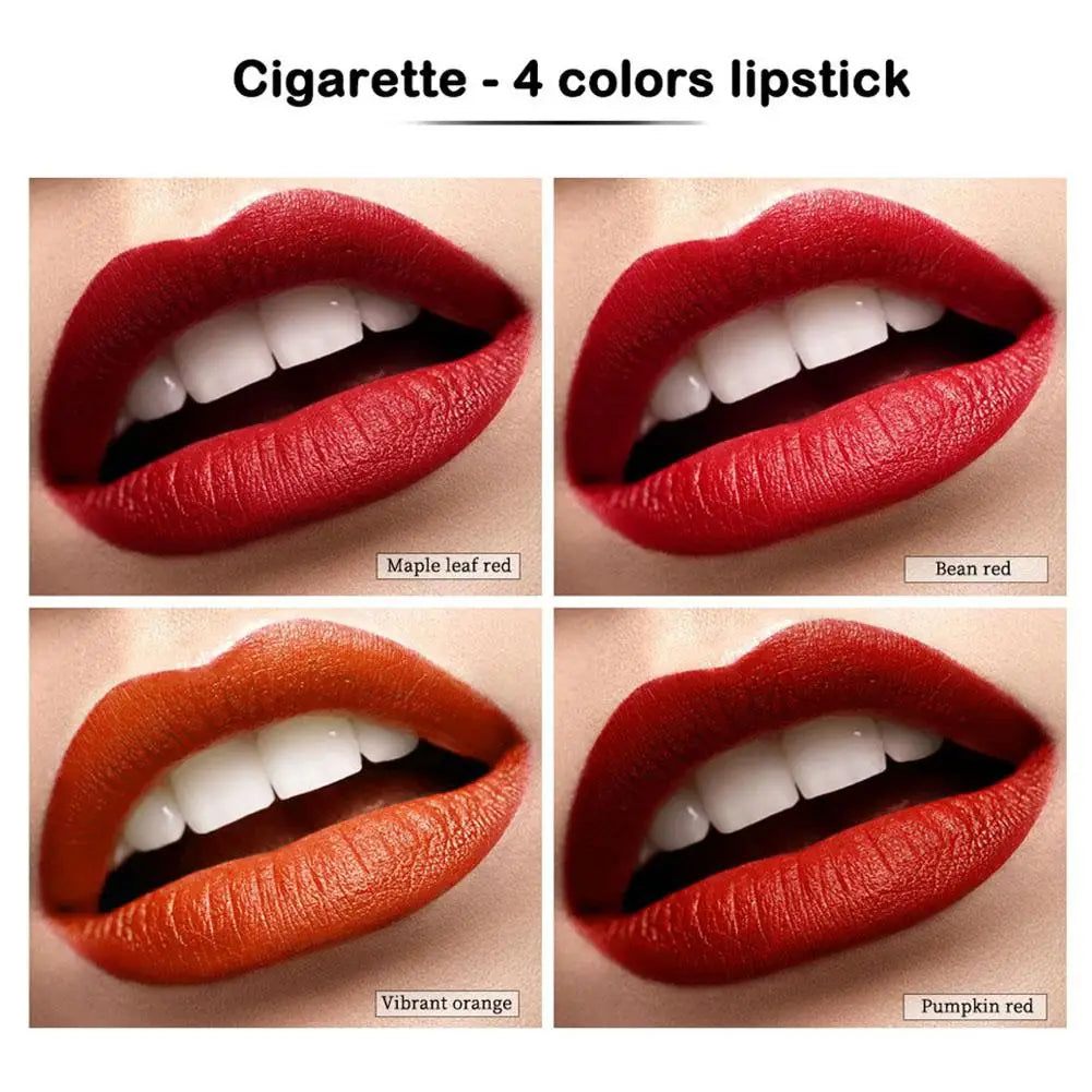 4-Pack Creative Cigarette Matte Lipstick Set | Long-Lasting Nude Matte Lipstick Set QXL