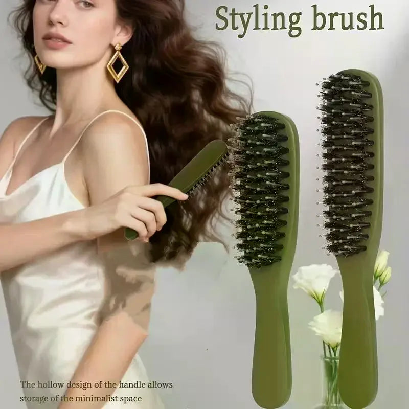 Boar Bristle Travel Hair Brush | Detangle, Smooth & Style Boar Bristle Hair Brush QXL