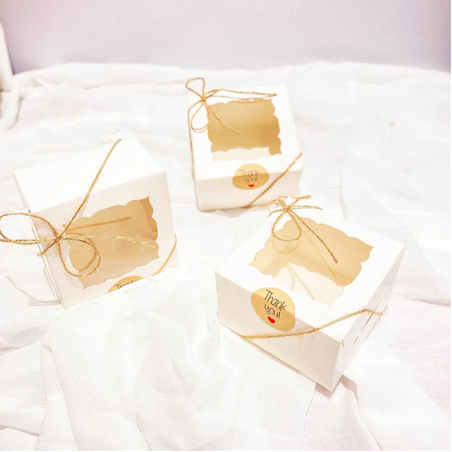 Kraft Bakery Boxes with Window | Cupcake & Cookie Gift Boxes Bakery Gift Boxes QXL