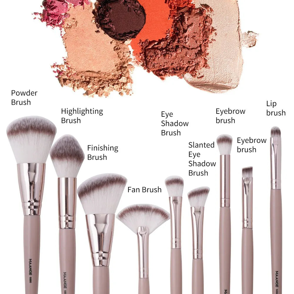 MAANGE 9-Piece Makeup Brush Set | Foundation & Eyeshadow Makeup Brush Set QXL