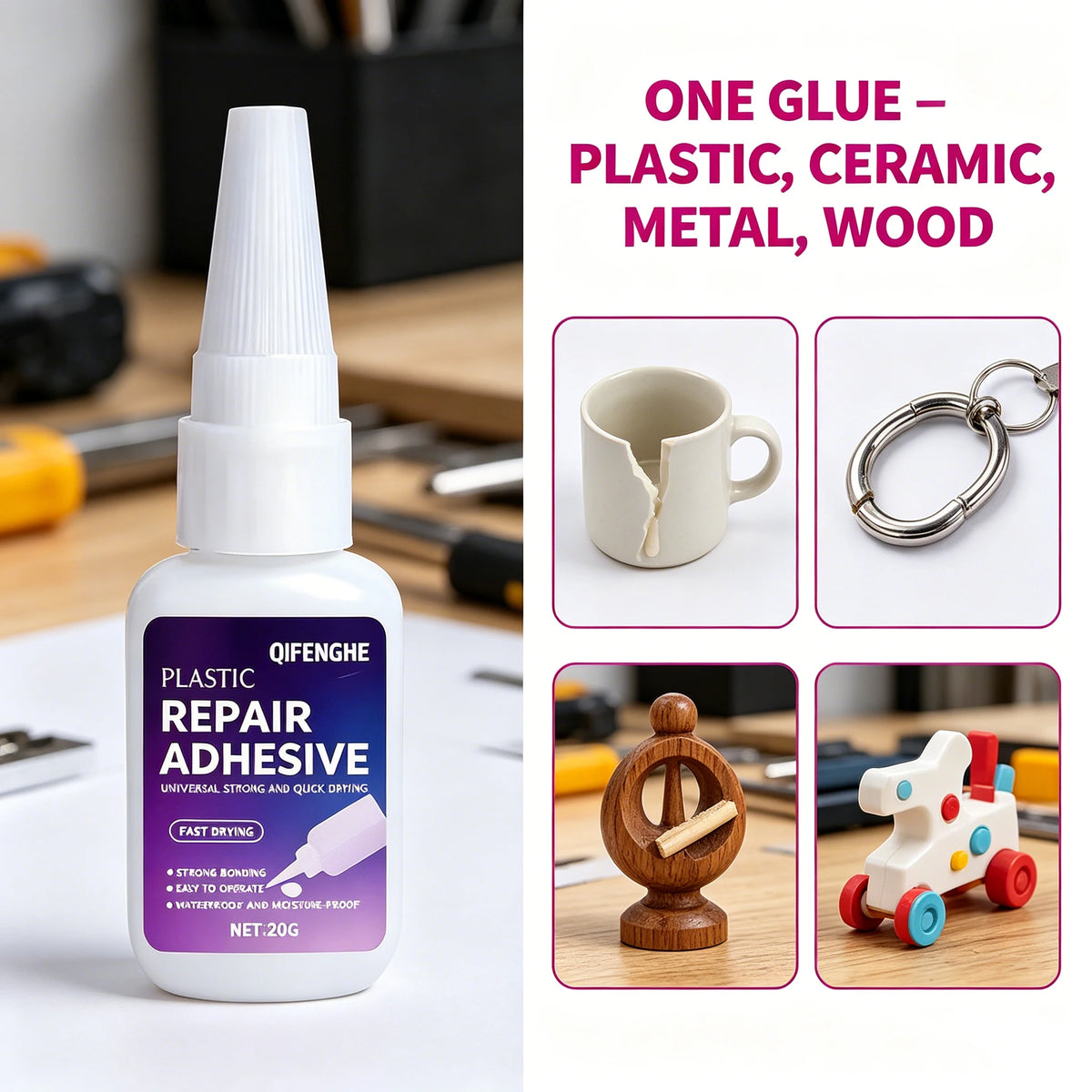 Quick-Dry Plastic Bond Adhesive | Strong Repair Glue Repair Adhesive Glue QXL