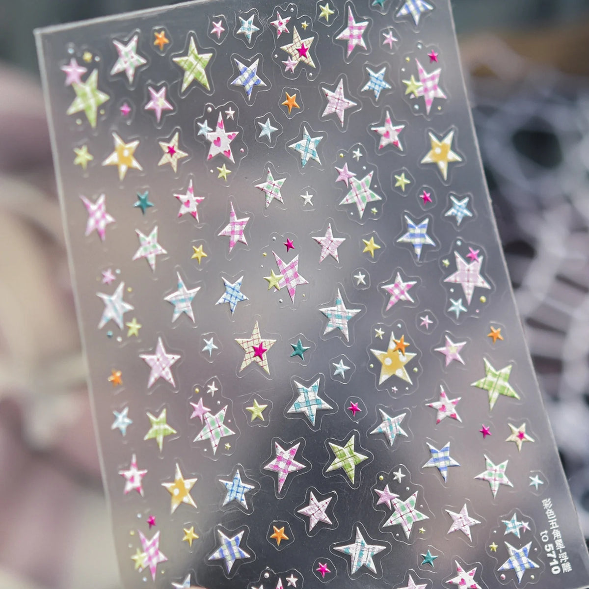 5D Embossed Nail Art Stickers | Plaid Star Vintage Decals Nail Art Stickers QXL
