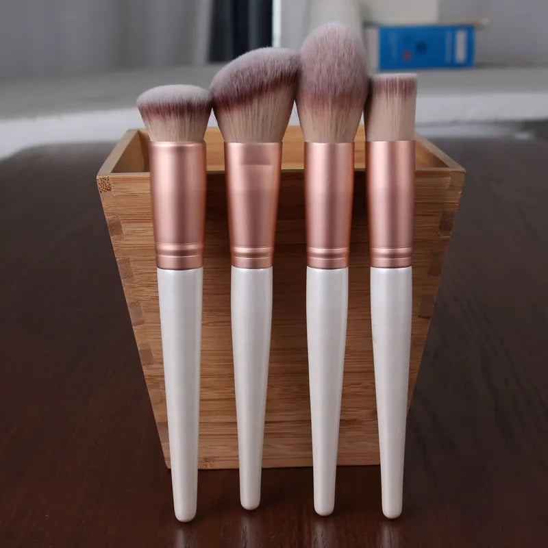 16-Piece Makeup Brush Set | Wood Handles & PU Travel Bag Makeup Brush Set QXL