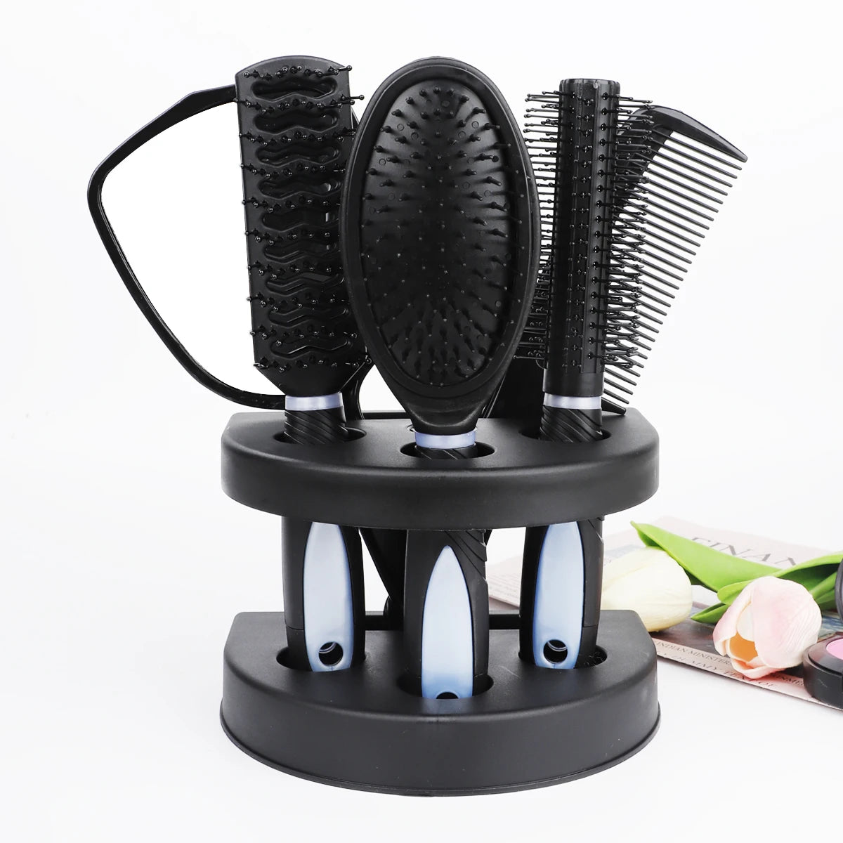 RANCAI 4/5-Piece Mirror Comb Set | Air Cushion & Curly Hair Hair Comb Set QXL 5 pcs set blue
