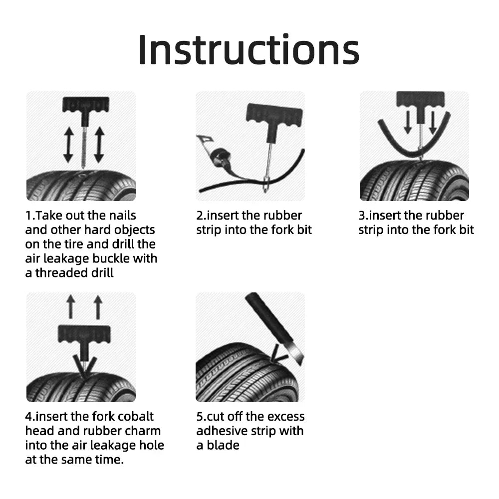 Tubeless Tire Repair Kit – Car, Bike & Motorcycle Plug Set Tire Repair Kit QXL