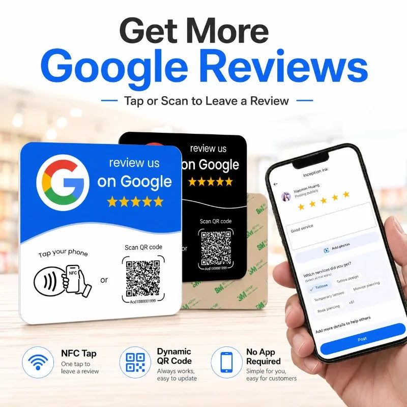 NFC Google Review Card | NTAG215 Tap & Dynamic QR Code NFC Review Card QXL