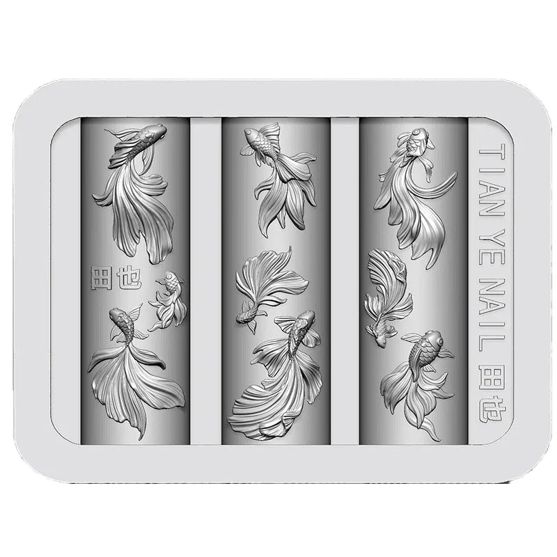 3D Lotus & Fish Silicone Nail Art Mold | DIY Carved Design Nail Art Mold QXL