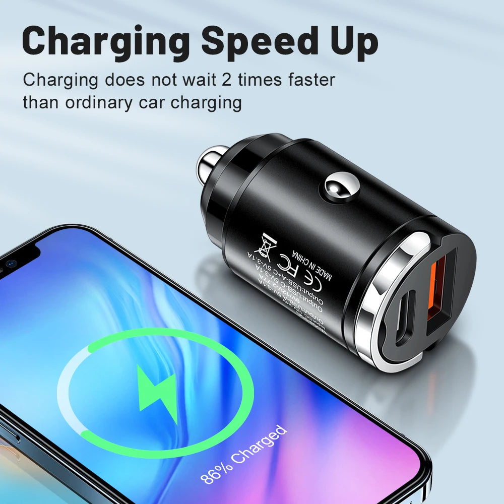100W PD Fast Car Charger | USB-C & USB-A with Pull Ring Car Charger QXL