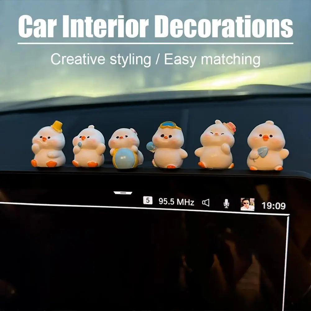 6-Pack Mini Duck Car Dashboard Ornaments | Resin Decor Set Car Dashboard Ornament QXL