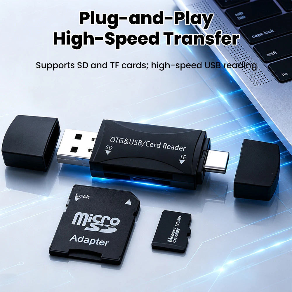 2-in-1 USB-C & Micro USB SD/TF Card Reader – USB 2.0 Memory Card Reader QXL