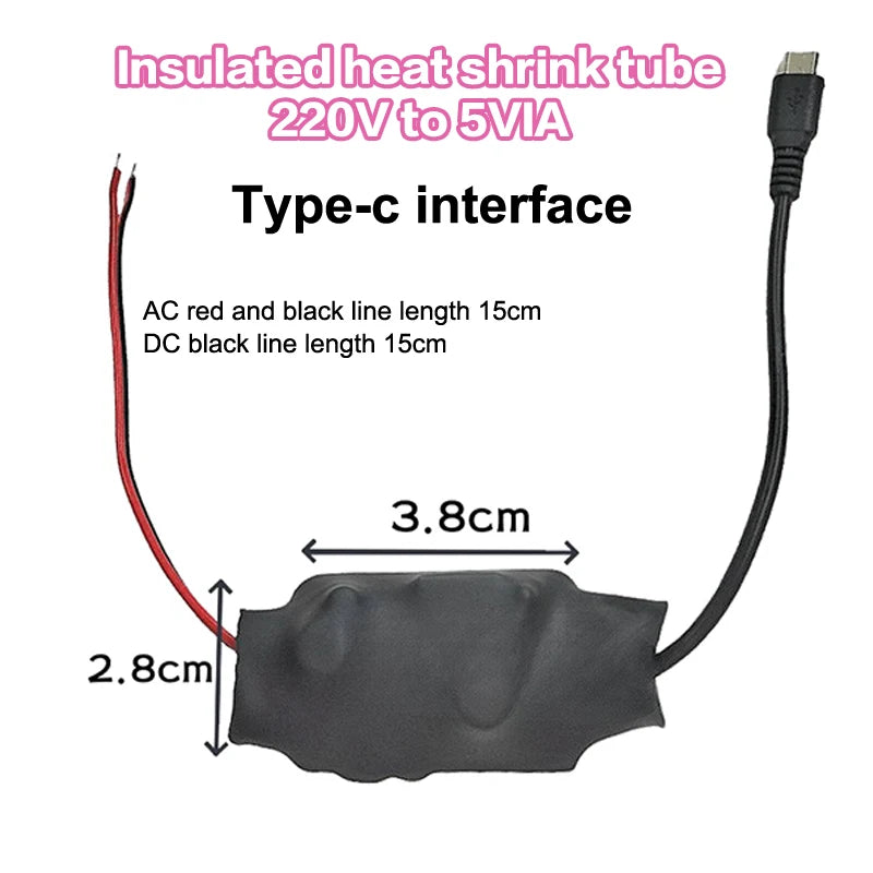 AC to DC 5V USB-C Power Adapter 1A/2A | WiFi Camera Transformer Power Adapter QXL