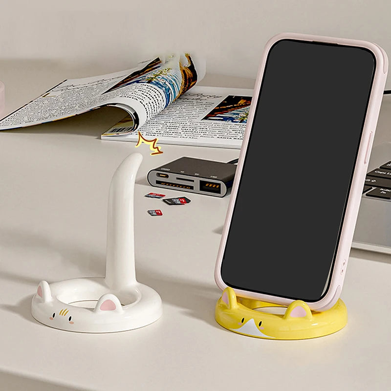 Cartoon Cat Phone Stand | Cute Desktop Holder & Desk Decor Phone Stand & Decor QXL