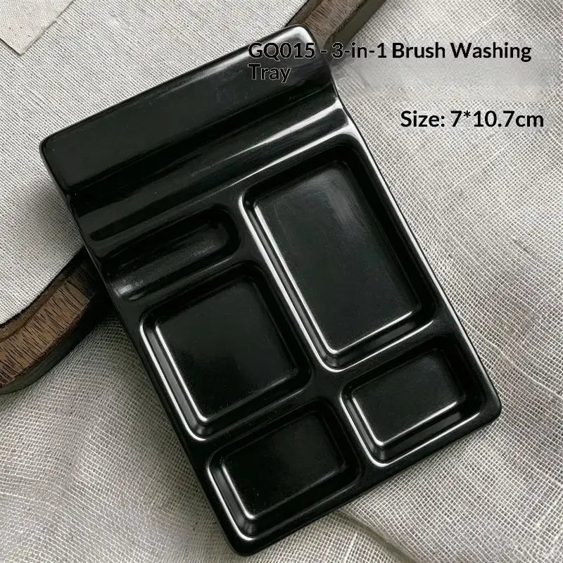 Ceramic Square Nail Art Palette & Brush Holder Tray Nail Art Palette QXL one size Black