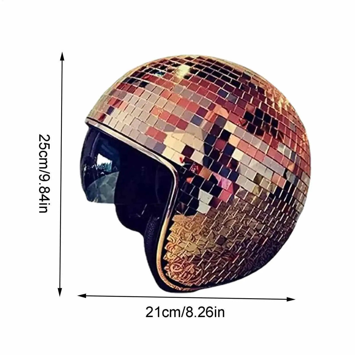 Disco Ball Helmet Hat | Mirror Glass & Retractable Visor Costume Helmet Hat QXL