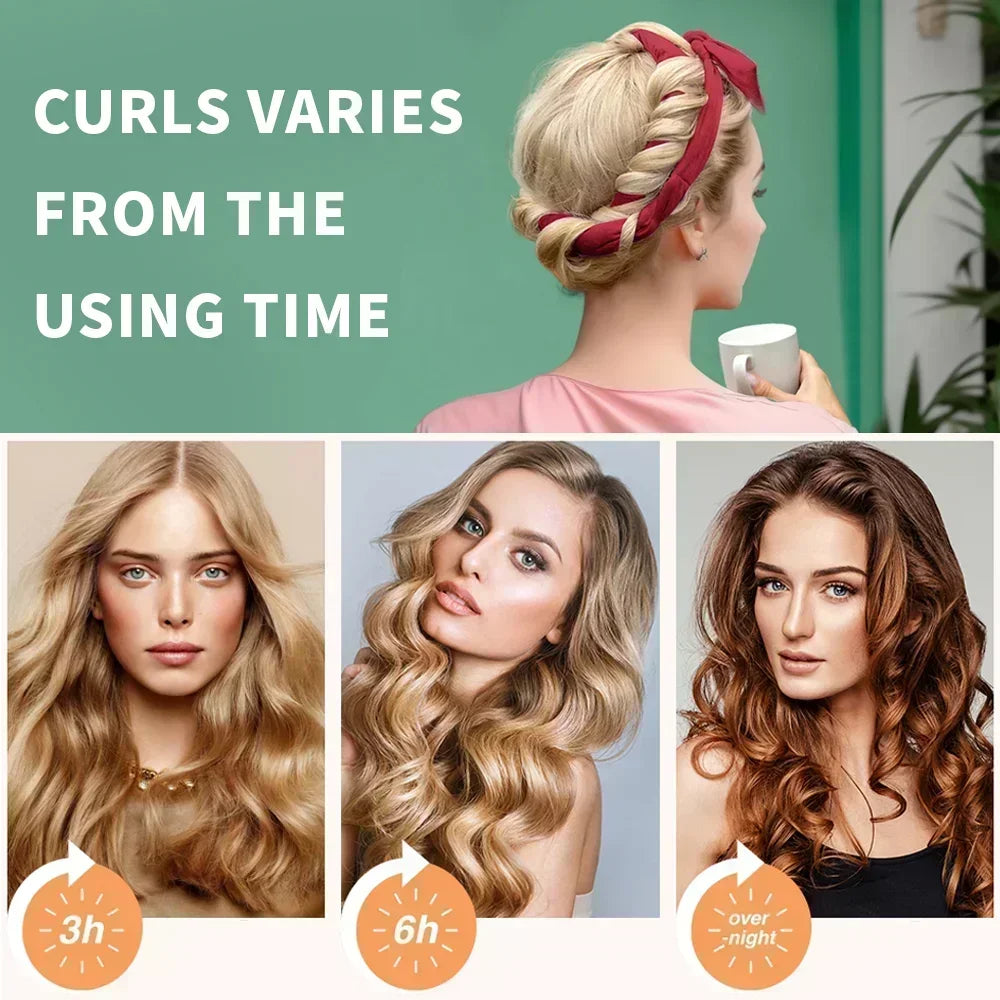 Heatless Curling Rod Headband | Soft Foam Overnight Hair Roller Heatless Hair Curler QXL