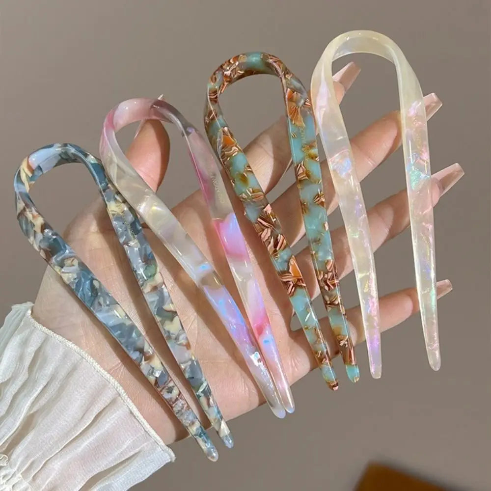 Acetate U-Shaped Hair Stick | Elegant Bun Fork for Women Hair Stick Fork QXL
