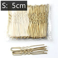50-Pack U-Shaped Bobby Pins Wave Grip Bun Clips 5/6/7cm Bobby Hair Pins QXL Gold 5CM 50PCS