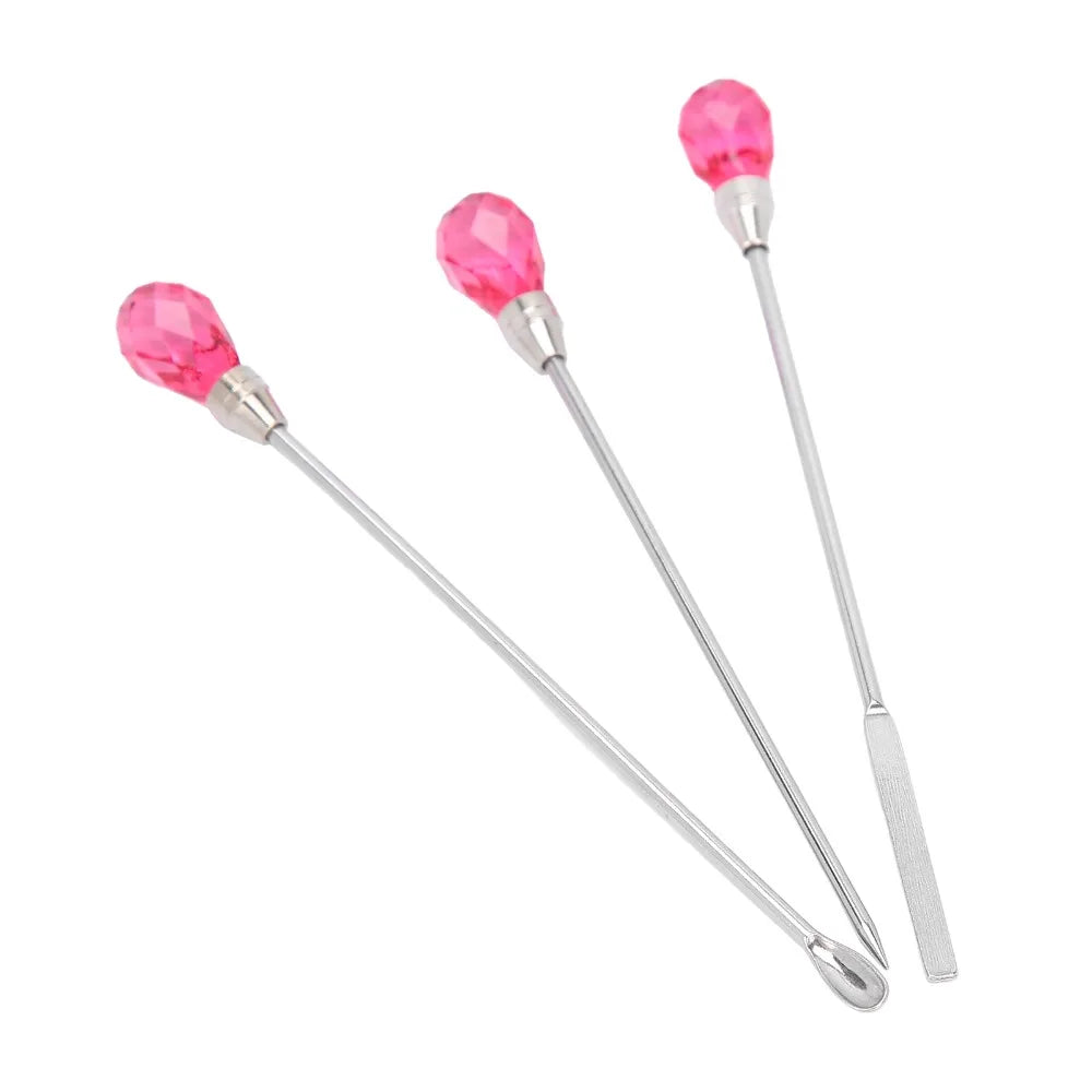 3-Pc Stainless Steel Nail Art Mixing Spatula, Spoon & Pick Nail Art Tools QXL