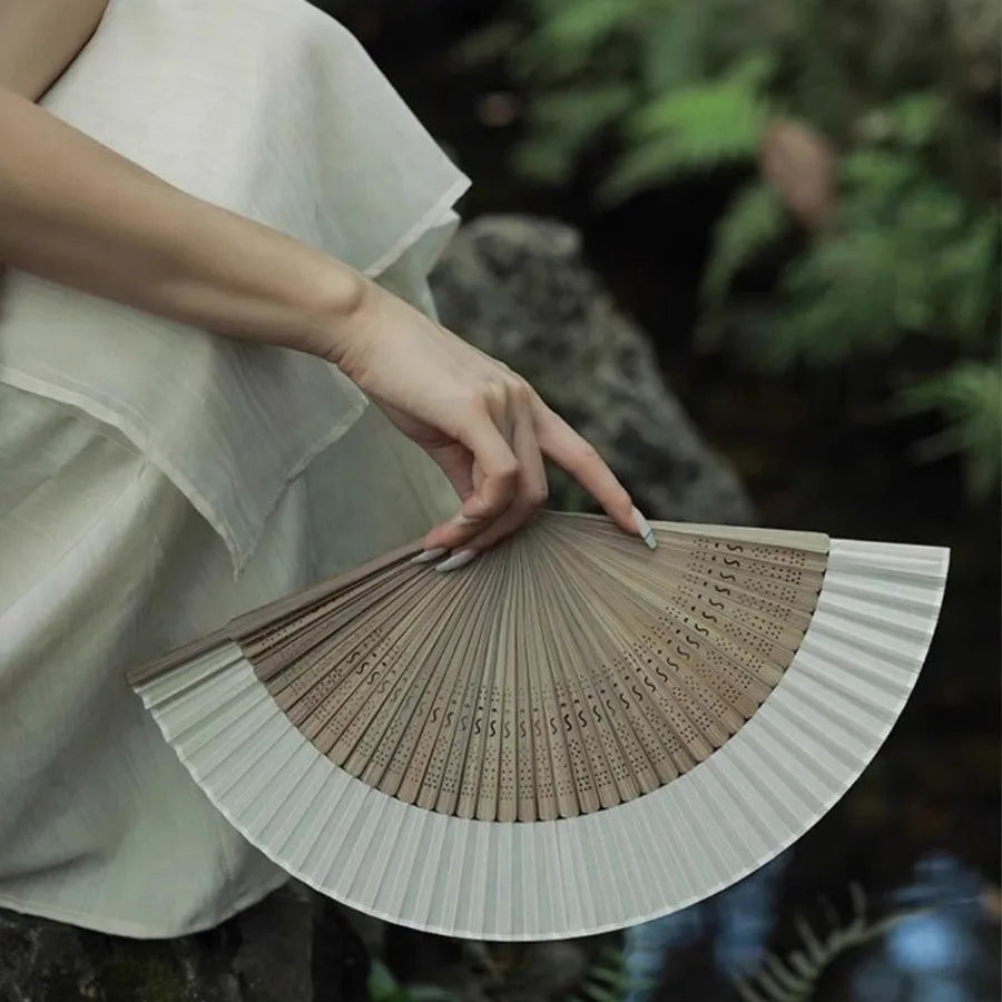 Retro Bamboo Folding Hand Fan with Pendant | Summer Gift Folding Hand Fan QXL