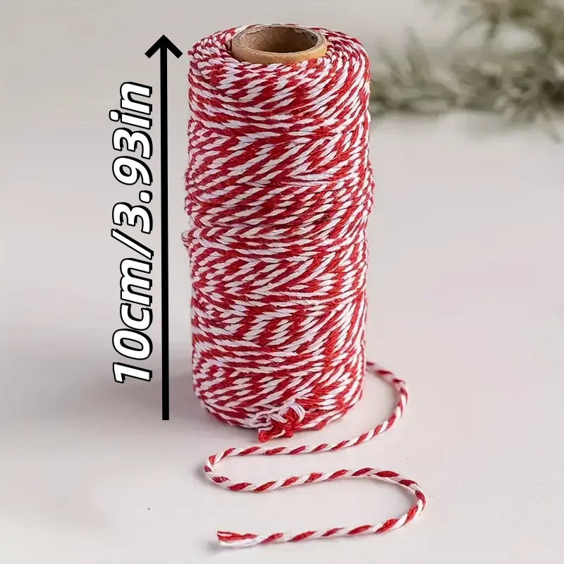 100m Red & White Braided Christmas Craft Cord | Holiday Rope Craft Cord Rope QXL