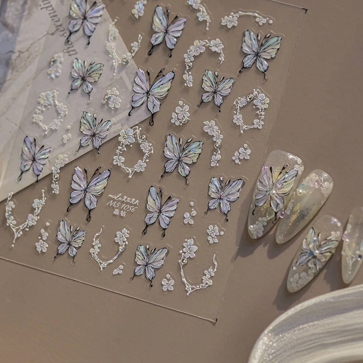 5D Butterfly Rhinestone Nail Stickers | Floral Vine Decals 5D Nail Stickers QXL