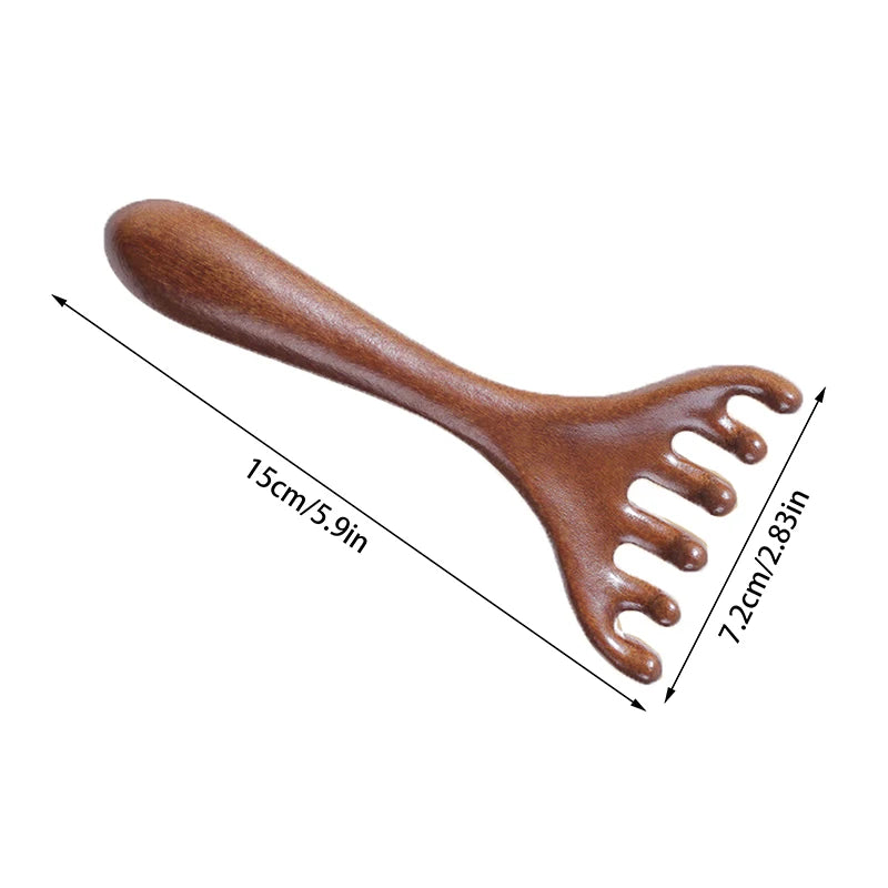 Sandalwood Deer Antler Scalp Massager & Gua Sha Wide Tooth Comb Scalp Massager Comb QXL A1
