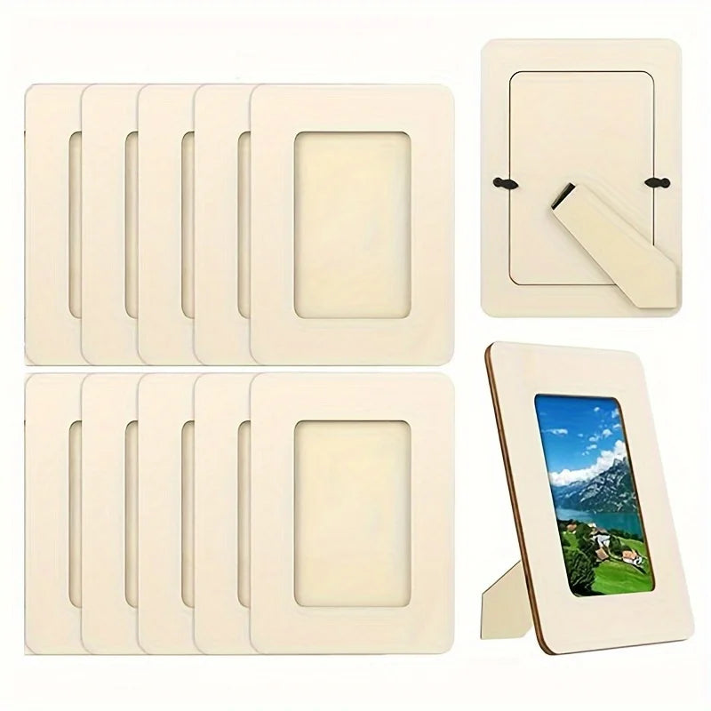 5-Pack Wooden Picture Frames | DIY Tabletop Display Set Wooden Picture Frames QXL