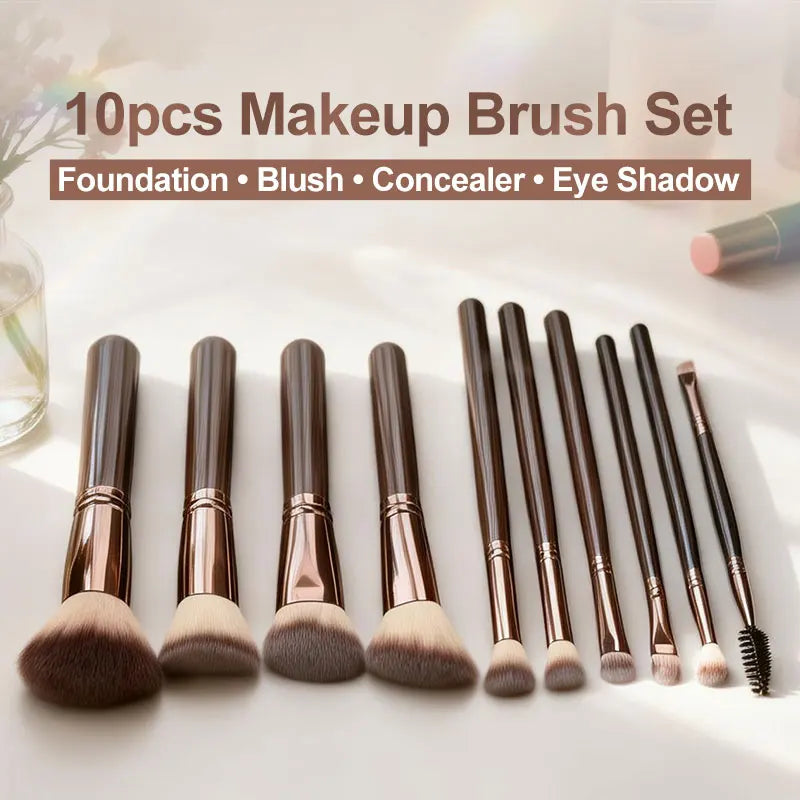 10-Piece Professional Makeup Brush Set with Travel Case Makeup Brush Set QXL