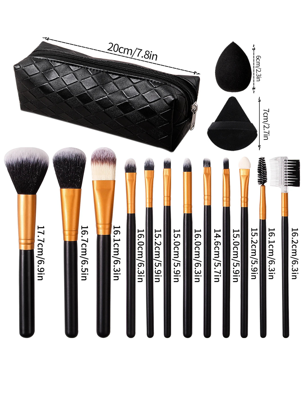 Makeup Brush Set with Sponge, Covers & Bag | 1–17 Pieces Makeup Brush Set QXL