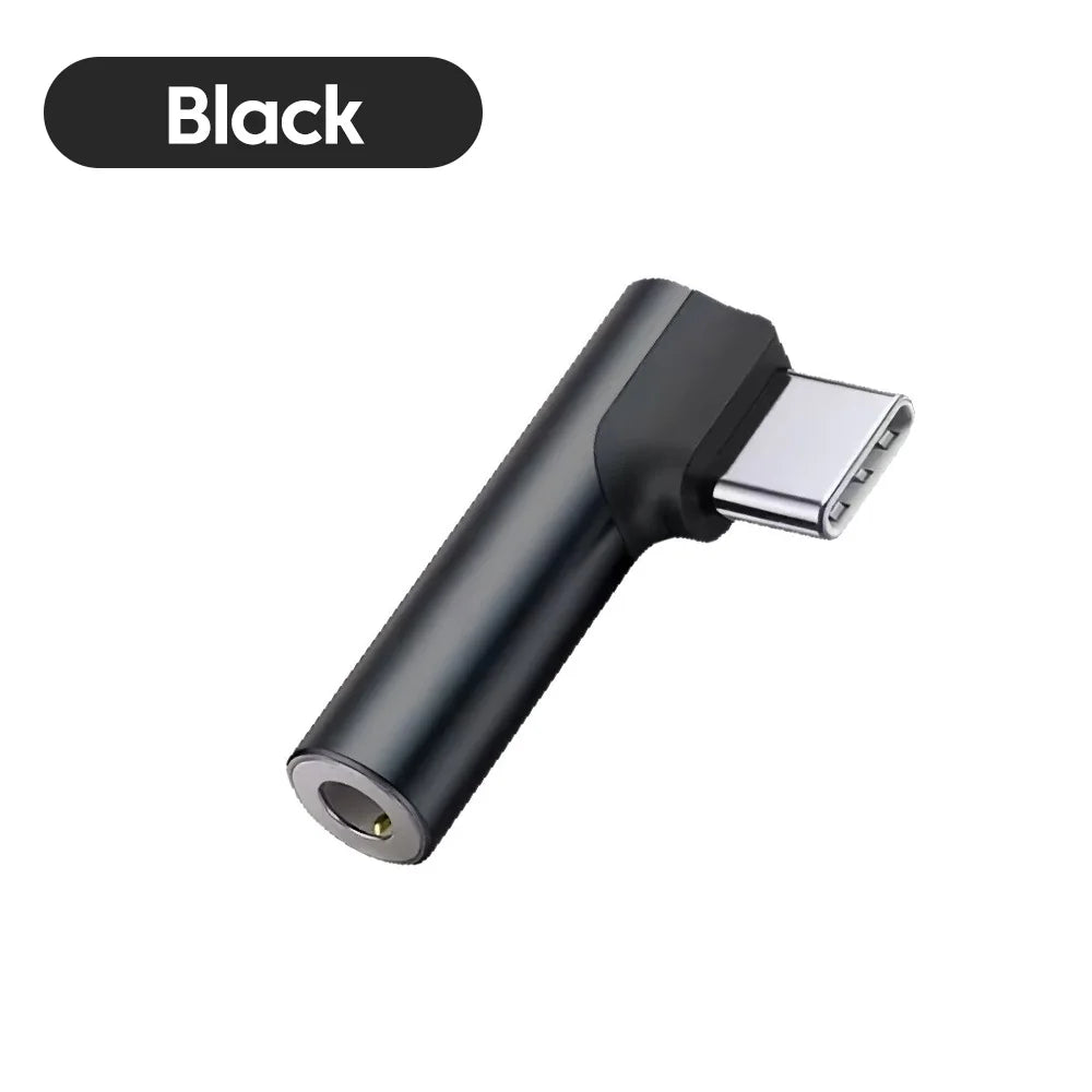 USB-C to 3.5mm Audio Adapter | L-Shape Right-Angle Converter Audio Adapter QXL black No plug