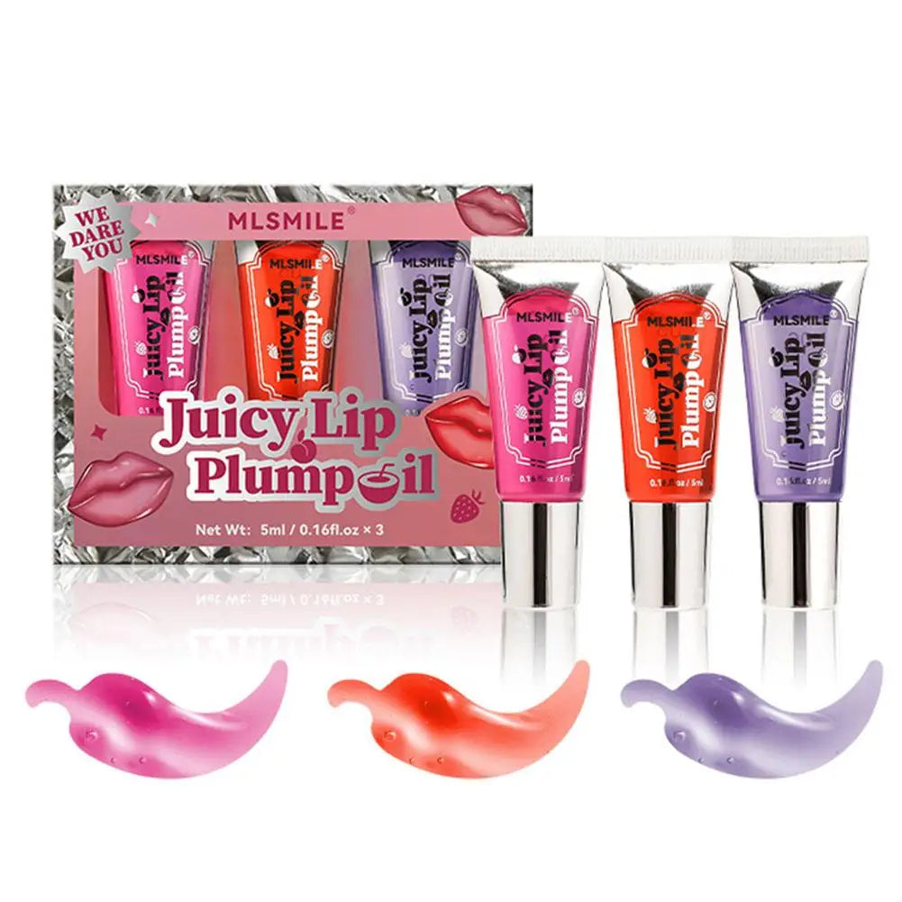 3-Pack Rollerball Lip Plumper Oil | Hydrating Glossy Lip Gloss Set Lip Plumper Oil Set QXL B CN