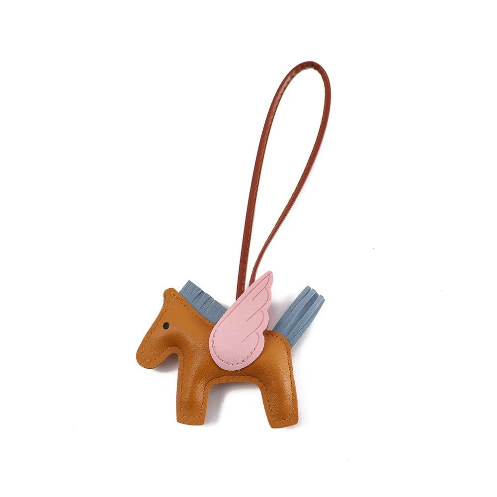 PU Leather Winged Horse Bag Charm | Pony Keychain Pendant Bag Charm Keychain QXL