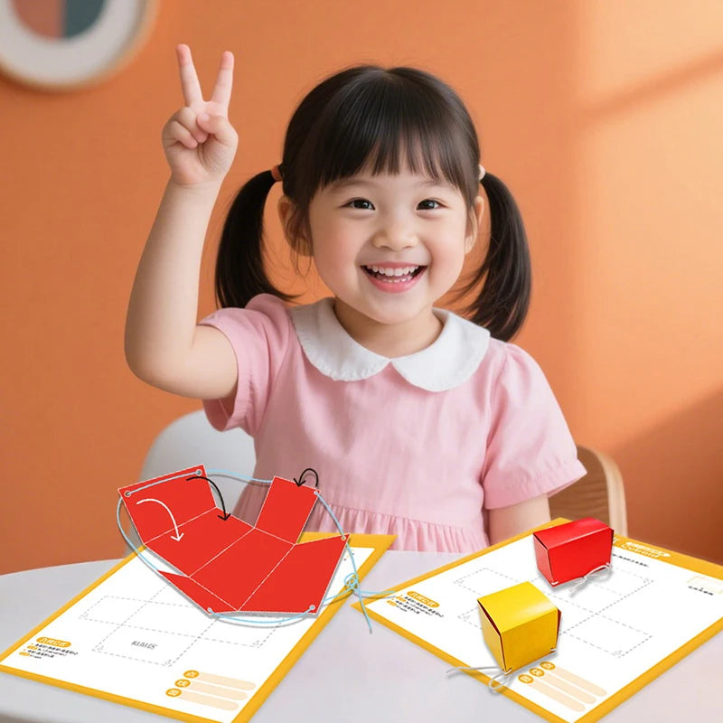 3D Geometry DIY Learning Book | Kids Spatial Thinking Game Educational Activity Book QXL