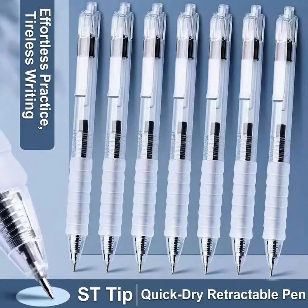 6-Pack 0.5mm Gel Pens Black Blue Red | ST Nib, Silicone Grip Gel Pen Set QXL