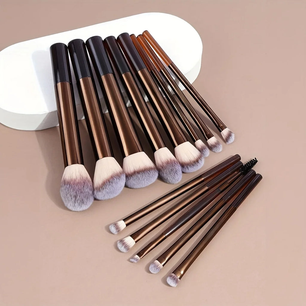 13-Pc Soft Makeup Brush Set | Aluminum Ferrule & Wool Fiber Makeup Brush Set QXL