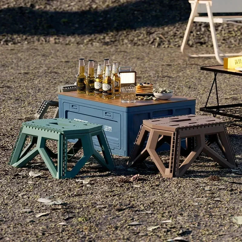 Folding Camping Storage Box | Car Trunk Organizer & Stool Folding Storage Box QXL
