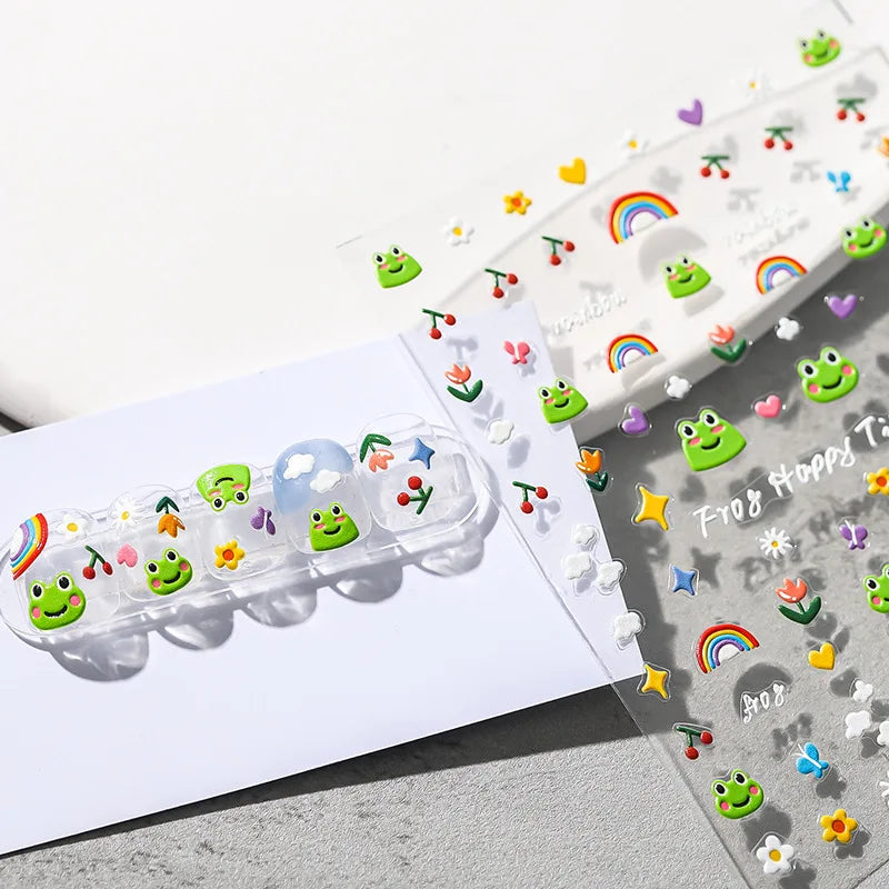 5D Kawaii Cartoon Face Nail Art Stickers | Japanese Decals