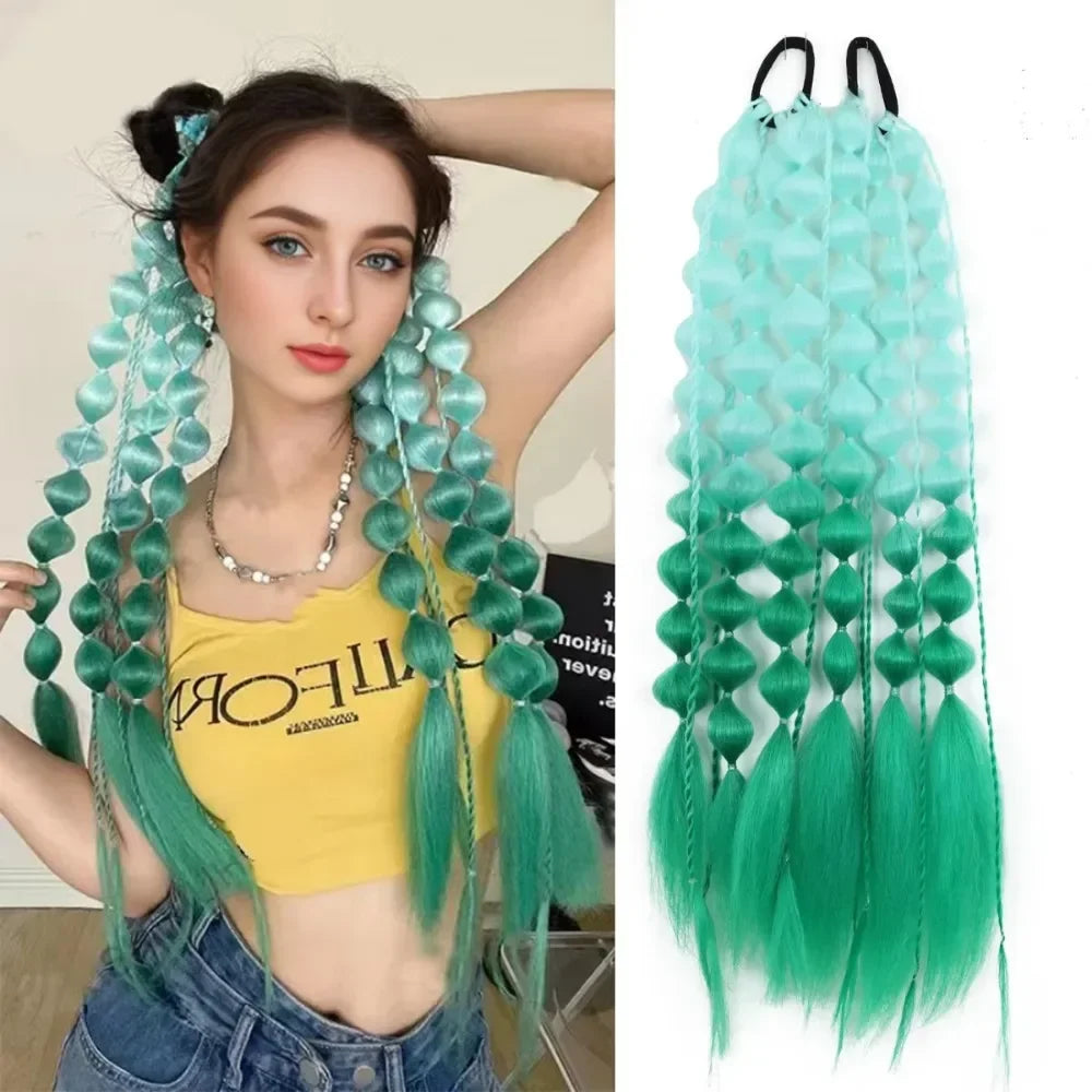 Bubble Ponytail Hair Extension – Braided Synthetic | 20 Inch Braided Hair Extension QXL